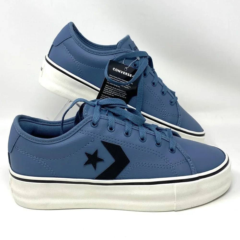 Converse Women's 569535C Star Replay Platform Lakeside Blue Faux Leather Sneaker
